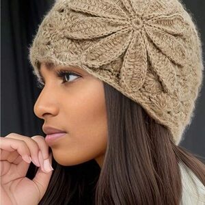 Tan Knit Hat with Unique Design and Warmth